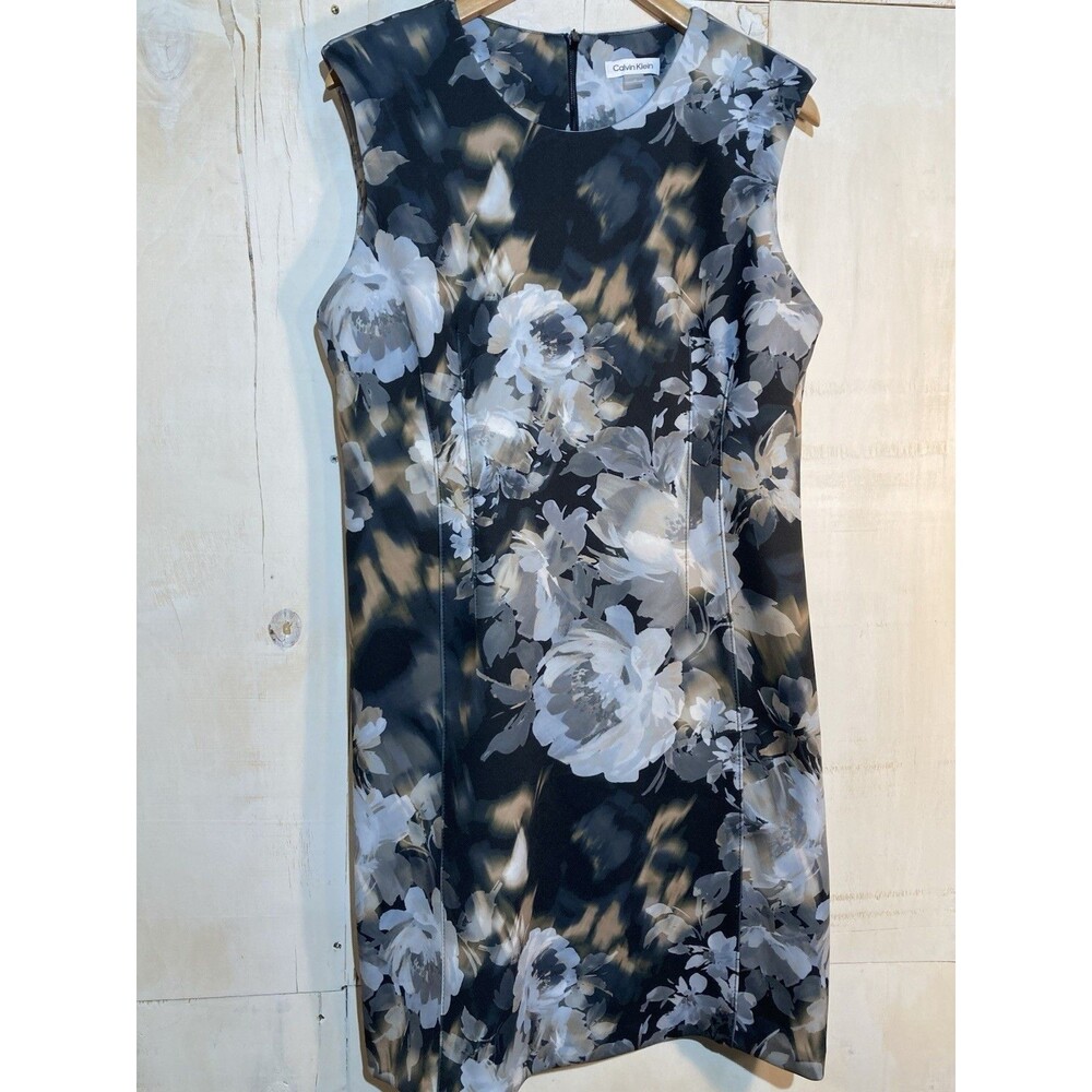 Calvin Klein Scuba Floral-Print Sheath Dress Multi Floral Sz 14 $134 Career‎